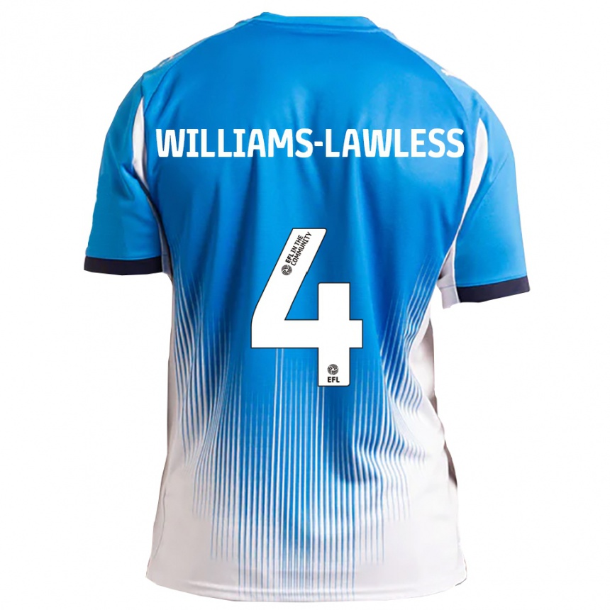 גברים כדורגל John Williams-Lawless #4 כחול לבן ג'רזי ביתית 2025/26