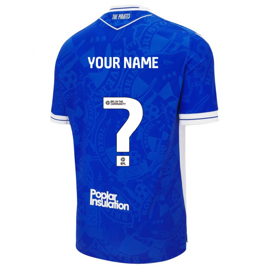 גברים כדורגל השם שלך #0 כחול לבן ג'רזי ביתית 2025/26