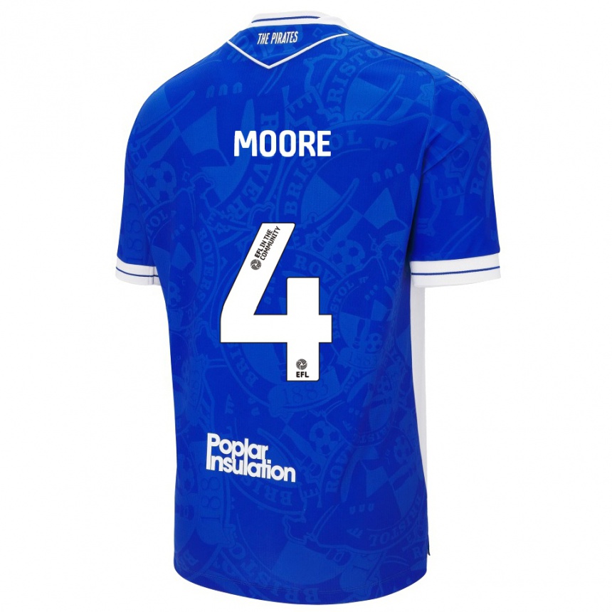 גברים כדורגל טיילור מור #4 כחול לבן ג'רזי ביתית 2025/26