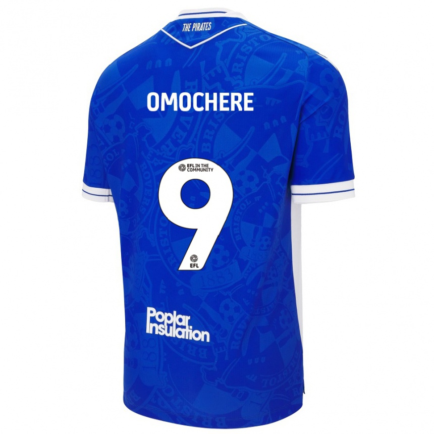 גברים כדורגל Promise Omochere #9 כחול לבן ג'רזי ביתית 2025/26