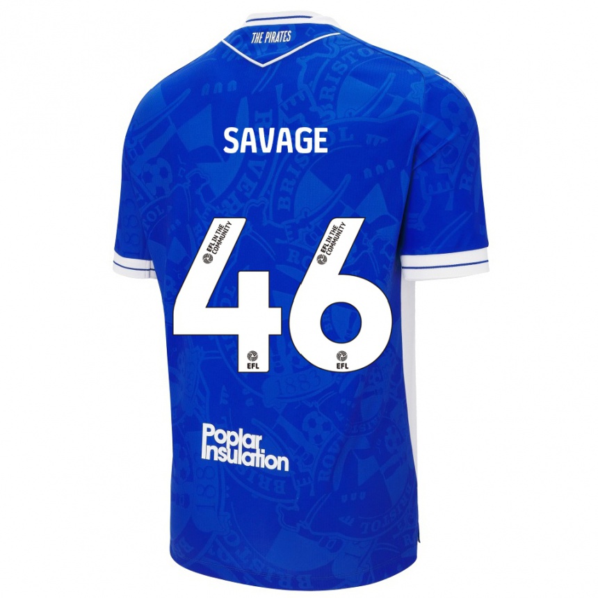 גברים כדורגל Taelan Savage #46 כחול לבן ג'רזי ביתית 2025/26