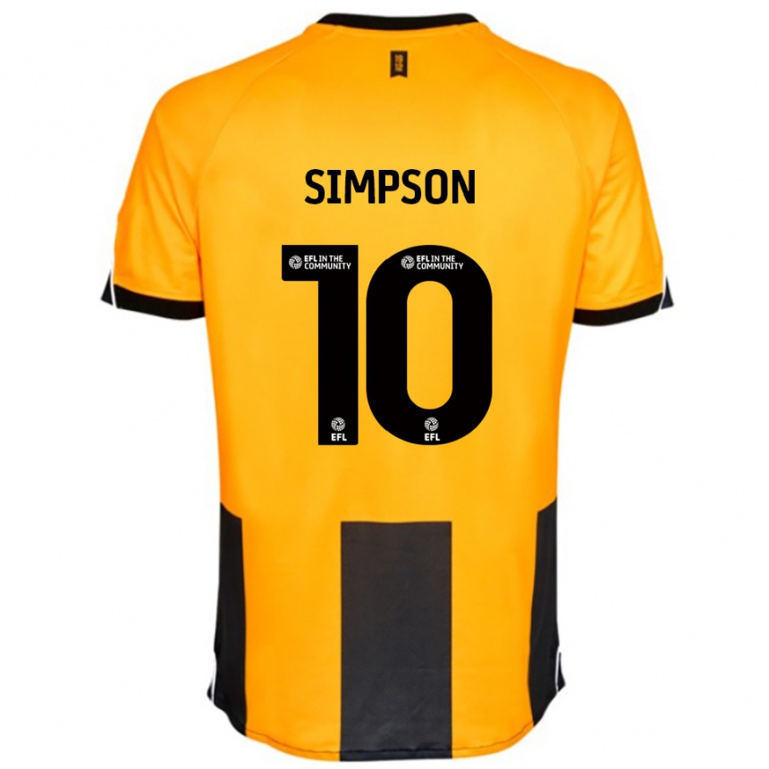 גברים כדורגל Harley-Jean Simpson #10 כתום שחור ג'רזי ביתית 2025/26