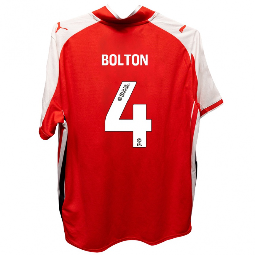 גברים כדורגל ג'יימס בולטון #4 אדום לבן ג'רזי ביתית 2025/26