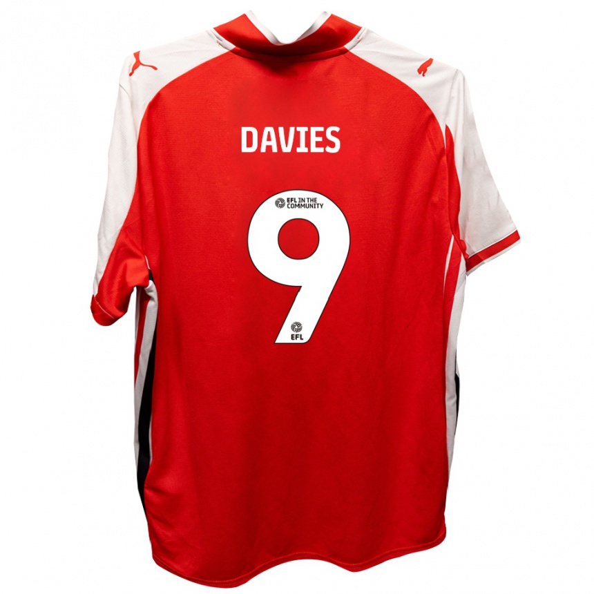 גברים כדורגל Will Davies #9 אדום לבן ג'רזי ביתית 2025/26