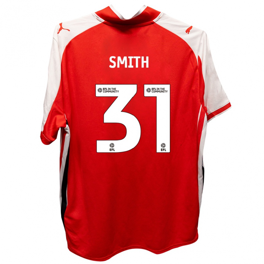 גברים כדורגל Pele Smith #31 אדום לבן ג'רזי ביתית 2025/26