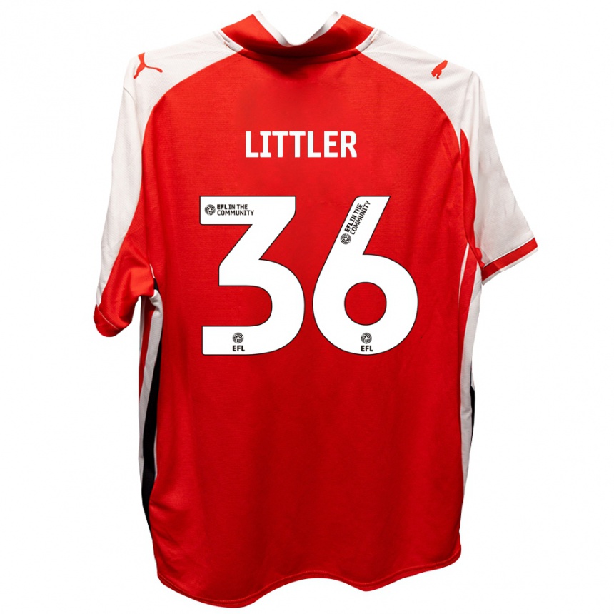 גברים כדורגל Zack Littler #36 אדום לבן ג'רזי ביתית 2025/26