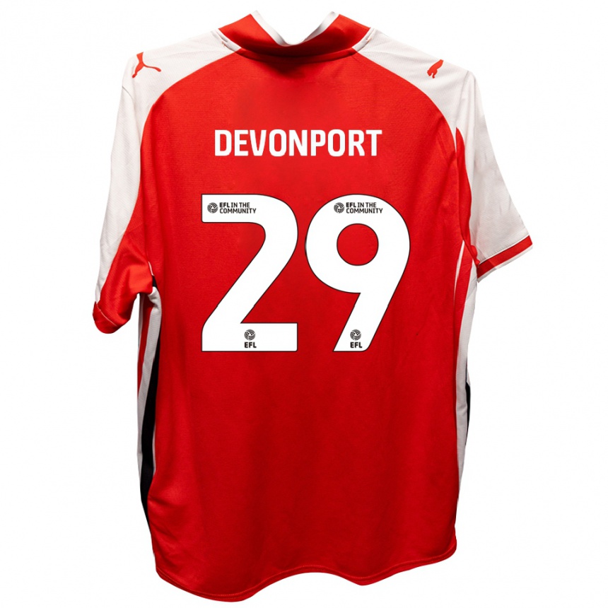 גברים כדורגל Owen Devonport #29 אדום לבן ג'רזי ביתית 2025/26