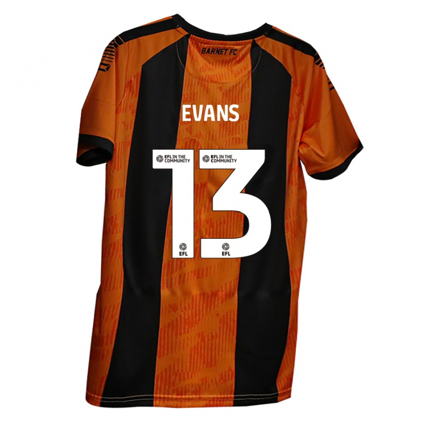 גברים כדורגל Owen Evans #13 כתום שחור ג'רזי ביתית 2025/26