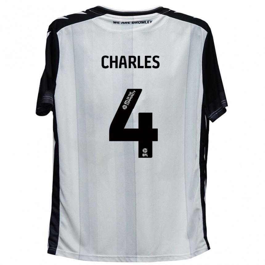 גברים כדורגל Ashley Charles #4 לבן שחור ג'רזי ביתית 2025/26