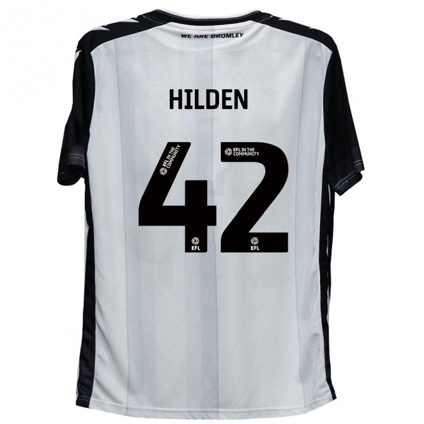 גברים כדורגל Alfie Hilden #42 לבן שחור ג'רזי ביתית 2025/26