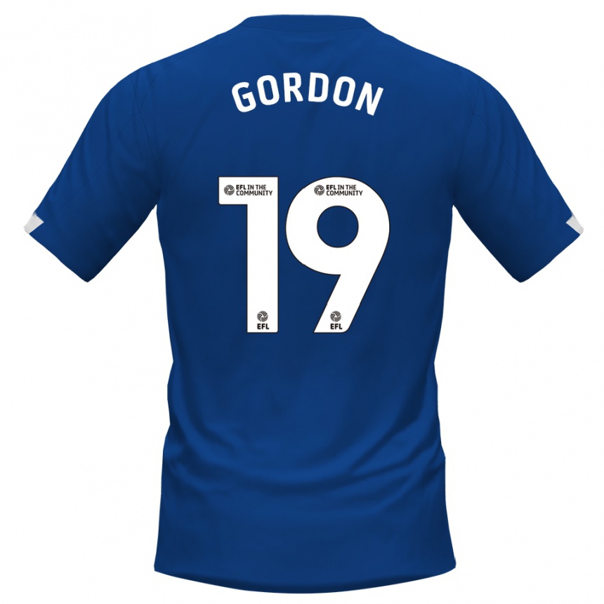 גברים כדורגל Lewis Gordon #19 כחול לבן ג'רזי ביתית 2025/26