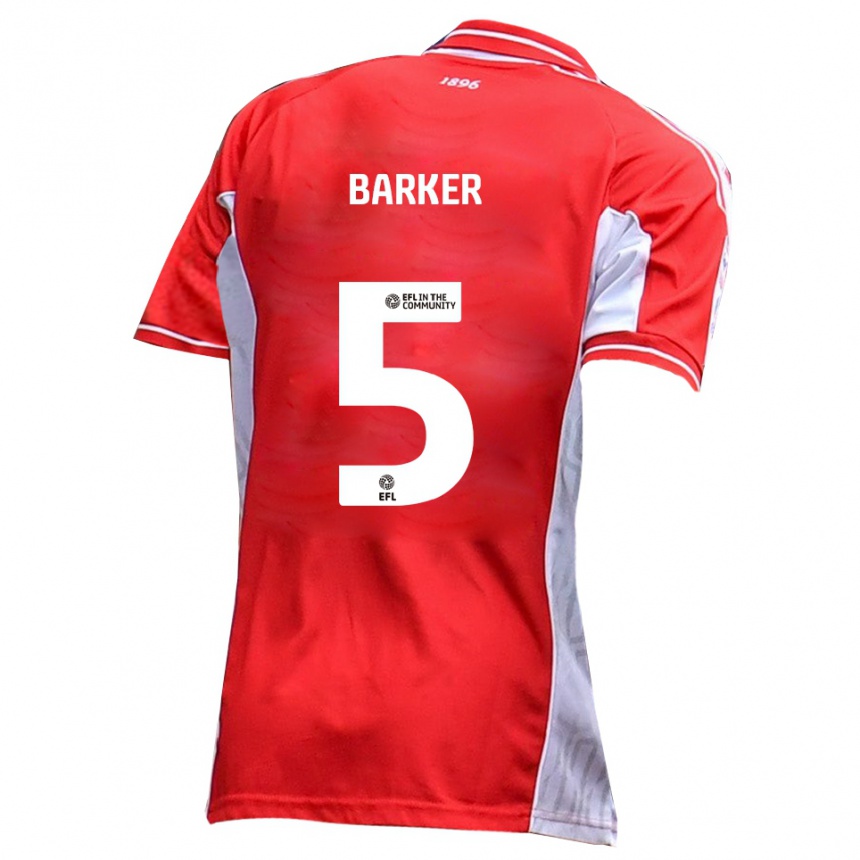 גברים כדורגל צ'ארלי בארקר #5 אדום לבן ג'רזי ביתית 2025/26
