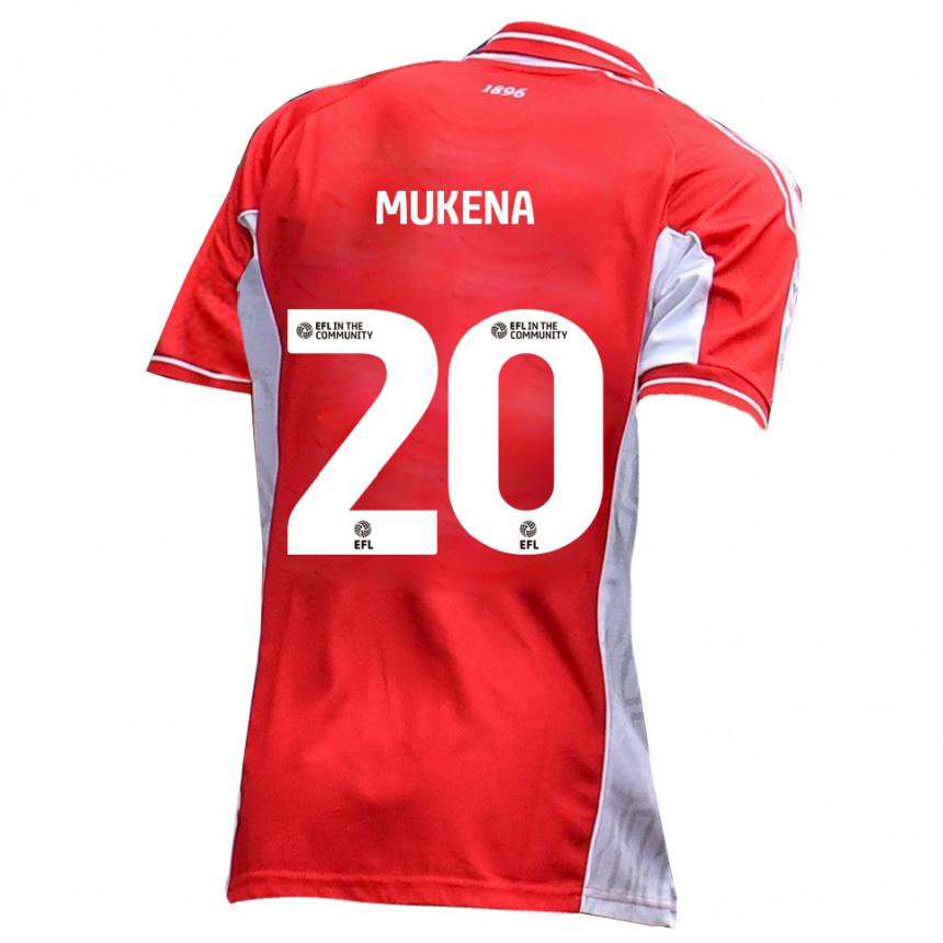 גברים כדורגל Joy Mukena #20 אדום לבן ג'רזי ביתית 2025/26