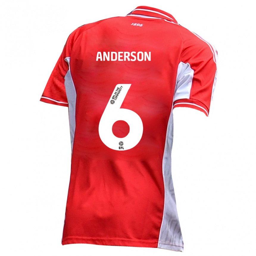 גברים כדורגל מקס אנדרסון #6 אדום לבן ג'רזי ביתית 2025/26