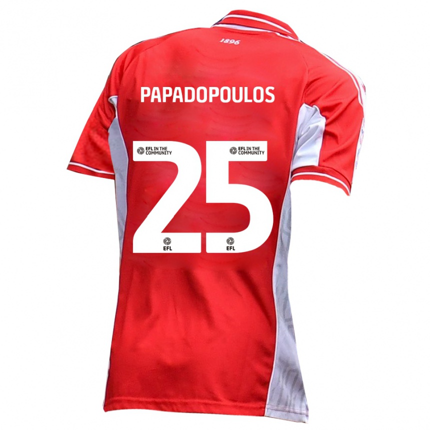גברים כדורגל אנטוני פאפאדופולוס #25 אדום לבן ג'רזי ביתית 2025/26
