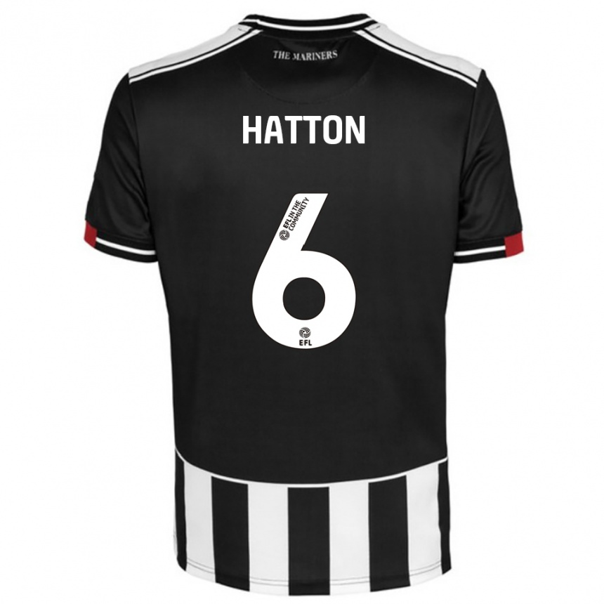 גברים כדורגל Charlie Hatton #6 שחור לבן אדום ג'רזי ביתית 2025/26