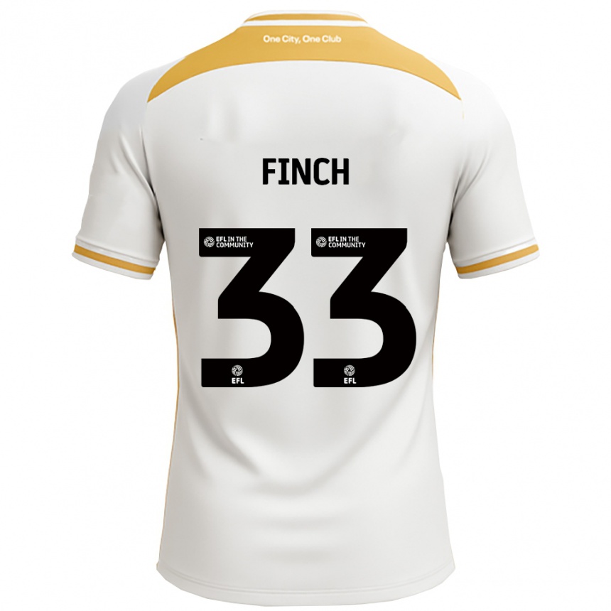 גברים כדורגל Tom Finch #33 לבן זהב ג'רזי ביתית 2025/26