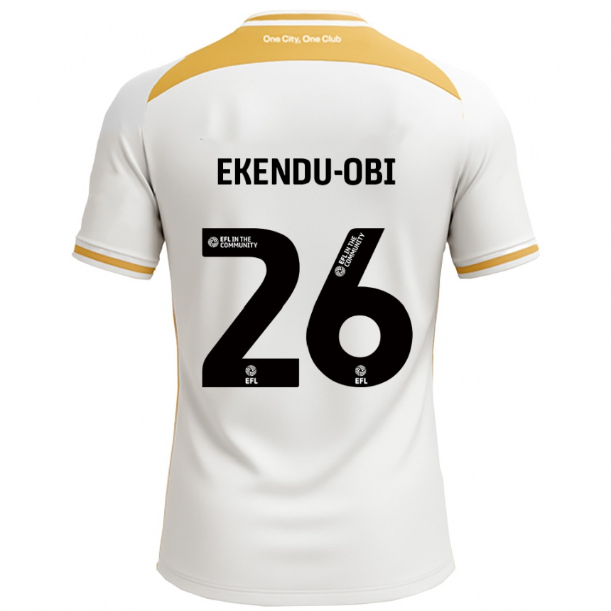 גברים כדורגל Ugomma Ekendu-Obi #26 לבן זהב ג'רזי ביתית 2025/26
