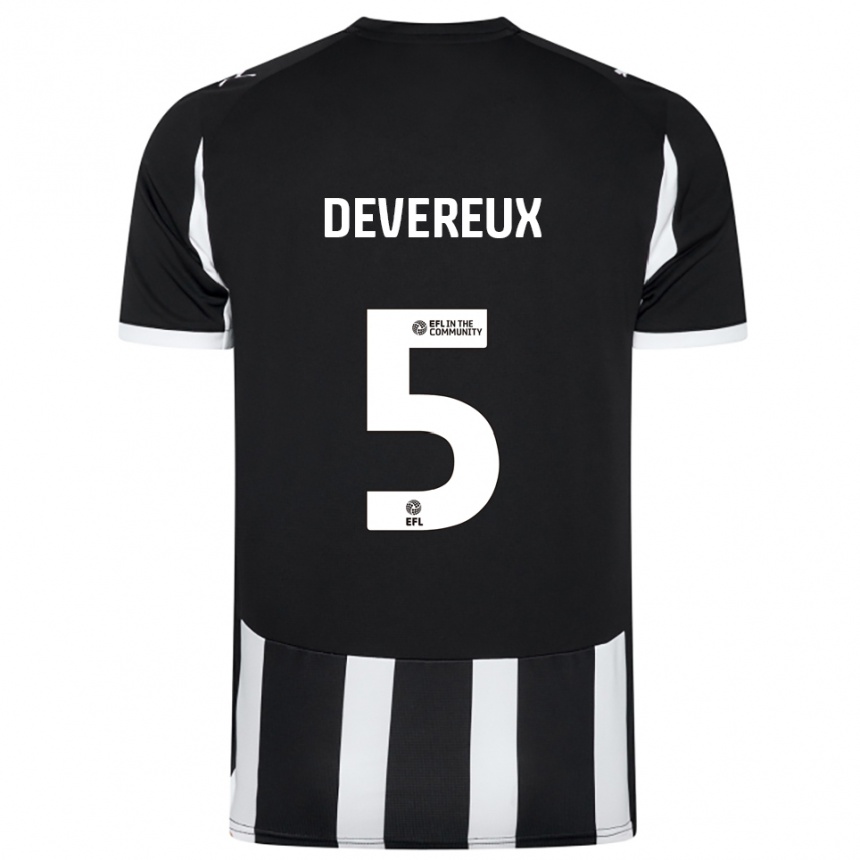 גברים כדורגל Frankie Devereux #5 שחור לבן ג'רזי ביתית 2025/26