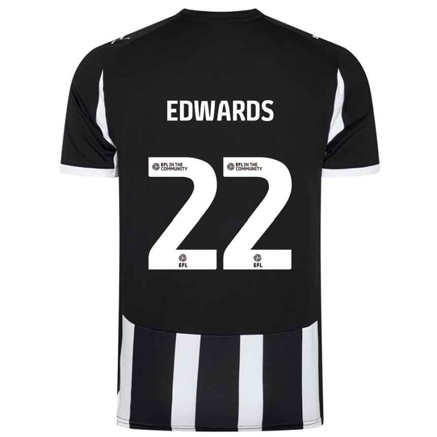 גברים כדורגל קרטיס אדוארדס #22 שחור לבן ג'רזי ביתית 2025/26