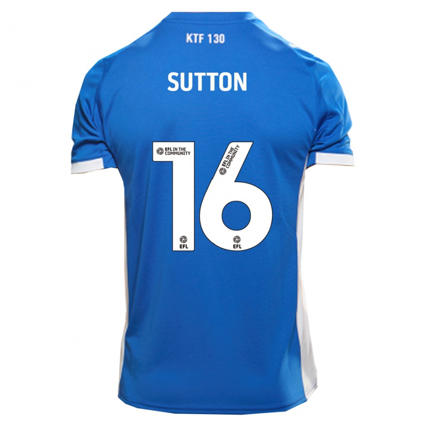 גברים כדורגל Will Sutton #16 כחול לבן ג'רזי ביתית 2025/26