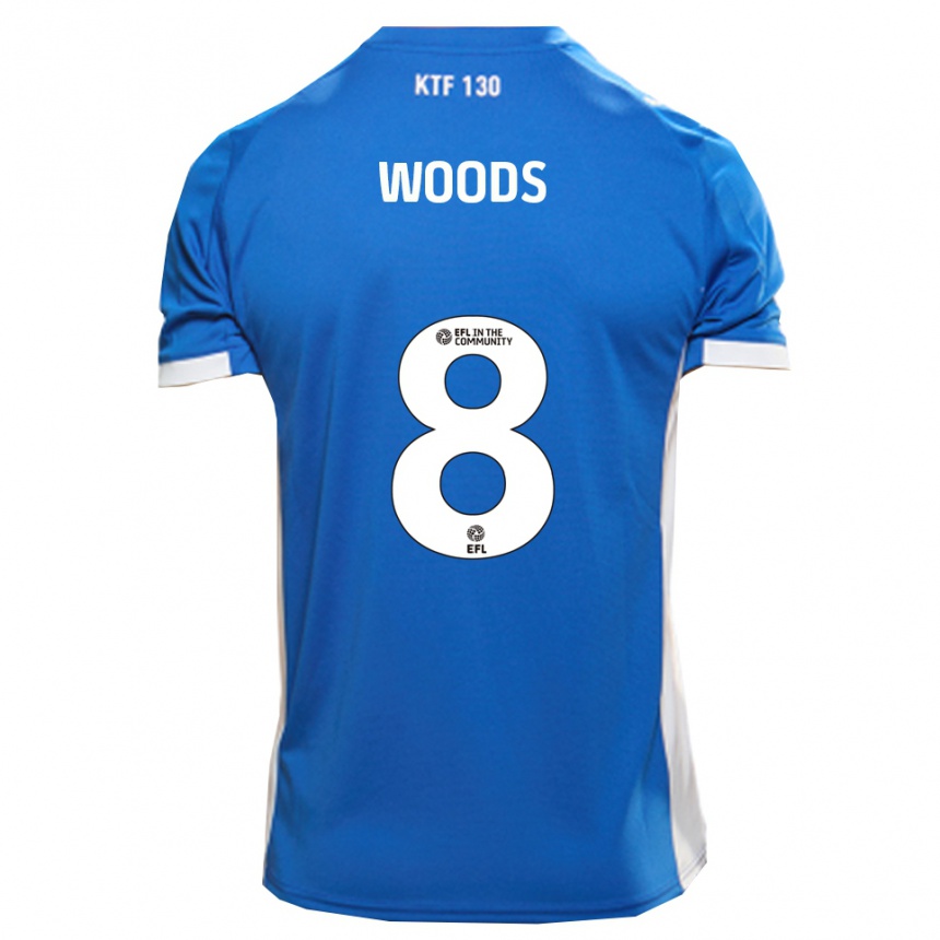 גברים כדורגל ראיין וודס #8 כחול לבן ג'רזי ביתית 2025/26