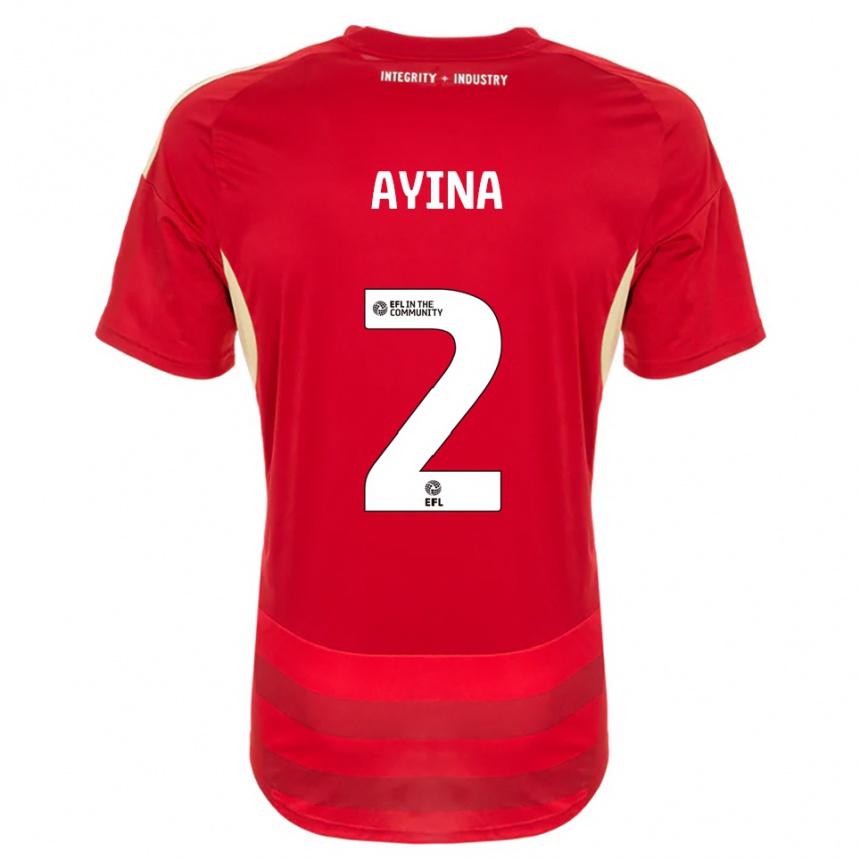 גברים כדורגל Loick Ayina #2 אדום לבן ג'רזי ביתית 2025/26