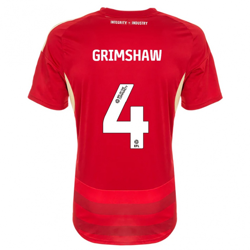 גברים כדורגל Niamh Grimshaw #4 אדום לבן ג'רזי ביתית 2025/26