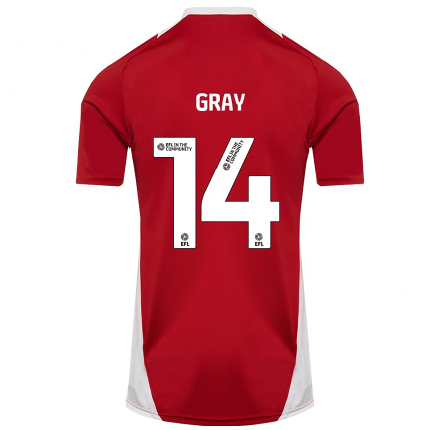 גברים כדורגל Harry Gray #14 אדום לבן זהב ג'רזי ביתית 2025/26