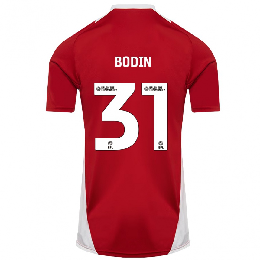 גברים כדורגל בילי בודין #31 אדום לבן זהב ג'רזי ביתית 2025/26