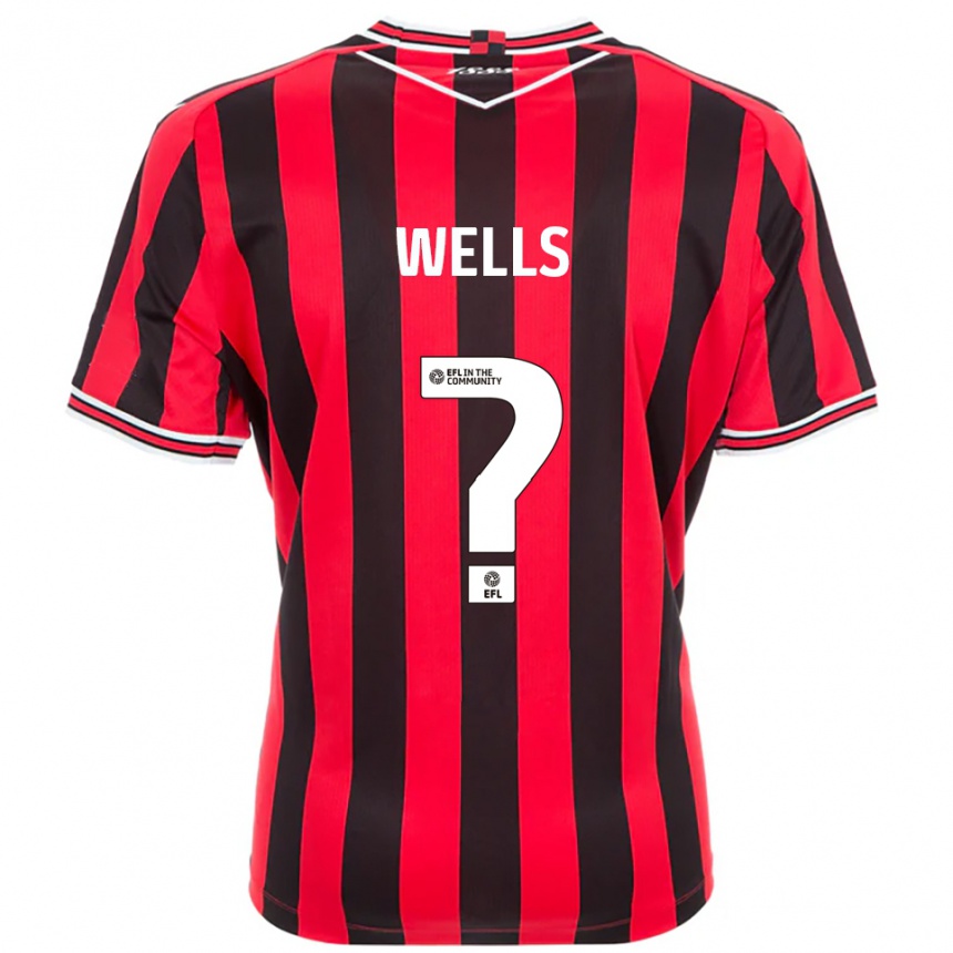 גברים כדורגל Liv Wells #0 אדום שחור ג'רזי ביתית 2025/26