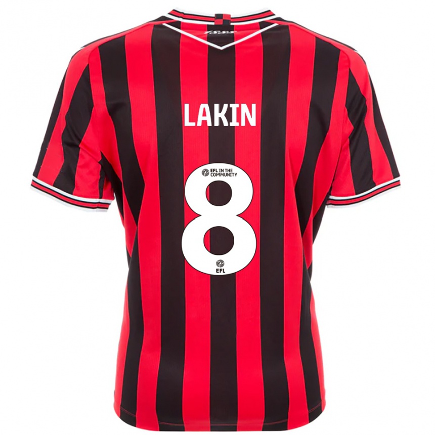 גברים כדורגל צ'ארלי לייקין #8 אדום שחור ג'רזי ביתית 2025/26