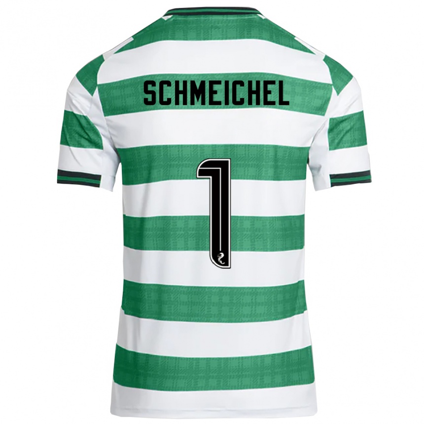 גברים כדורגל קספר שמייכל #1 ירוק לבן ג'רזי ביתית 2025/26