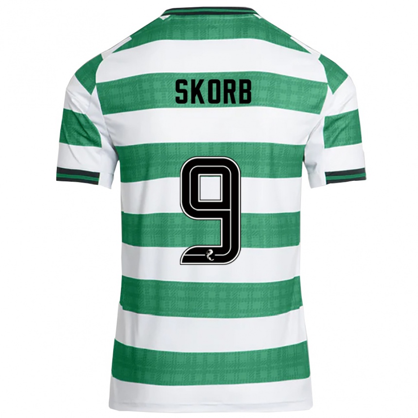 גברים כדורגל Filip Skorb #9 ירוק לבן ג'רזי ביתית 2025/26 גברים כדורגל Filip Skorb #9 ירוק לבן ג'רזי ביתית 2025/26