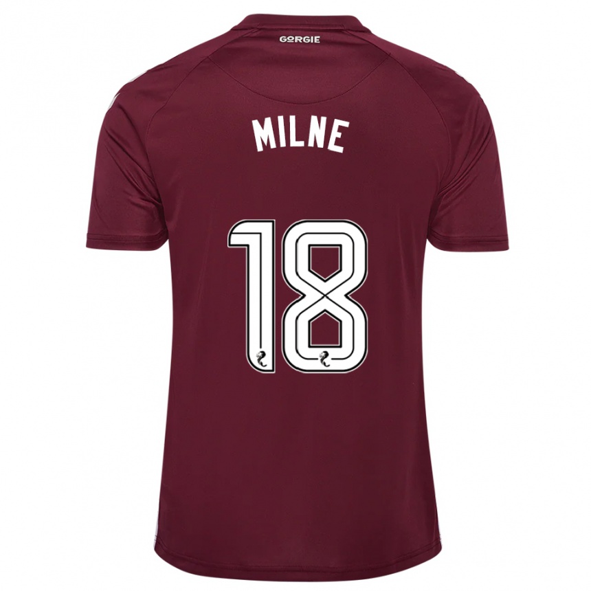 גברים כדורגל Harry Milne #18 בורדו לבן ג'רזי ביתית 2025/26