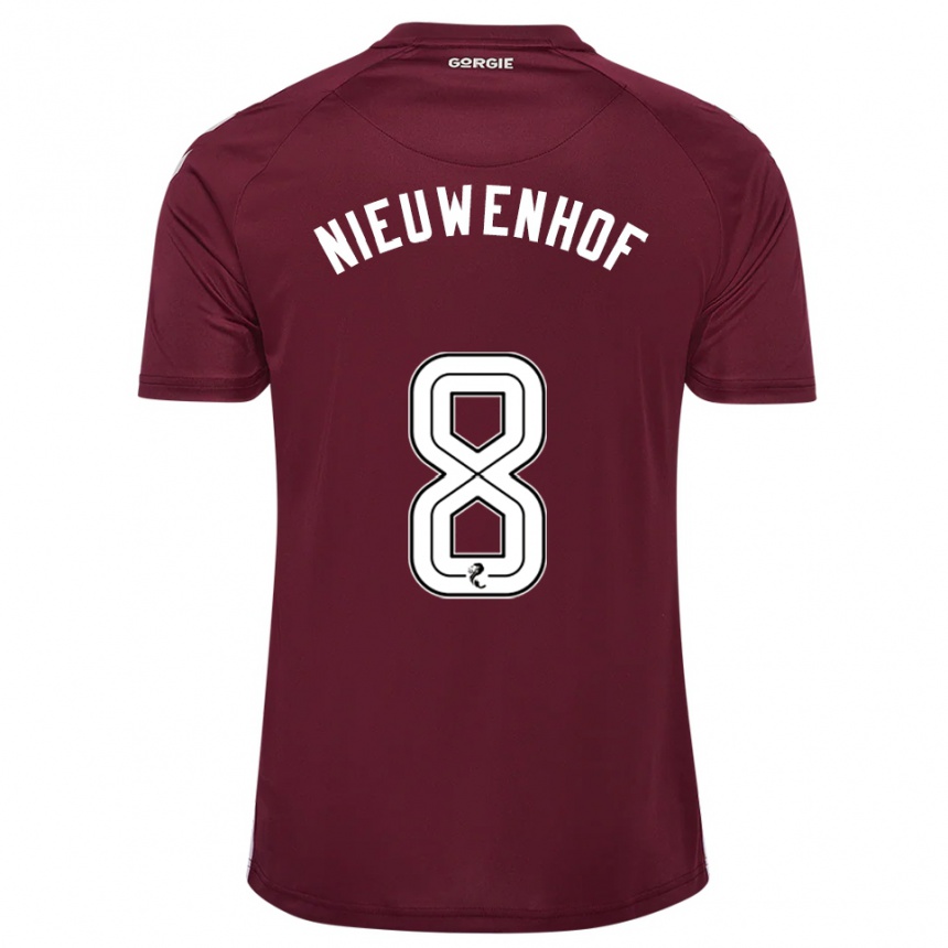גברים כדורגל קאלם ניאוונהוף #8 בורדו לבן ג'רזי ביתית 2025/26