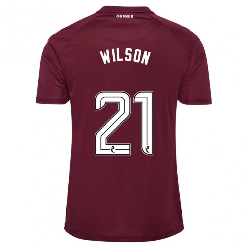 גברים כדורגל ג'יימס ווילסון #21 בורדו לבן ג'רזי ביתית 2025/26