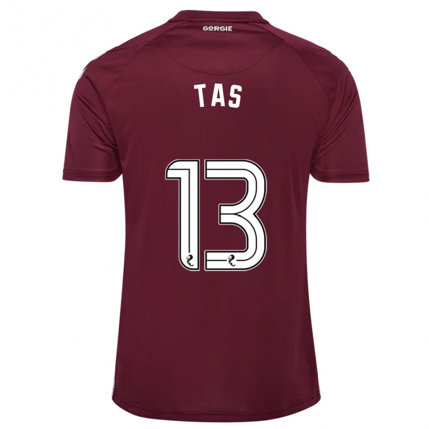 גברים כדורגל Lyndon Tas #13 בורדו לבן ג'רזי ביתית 2025/26