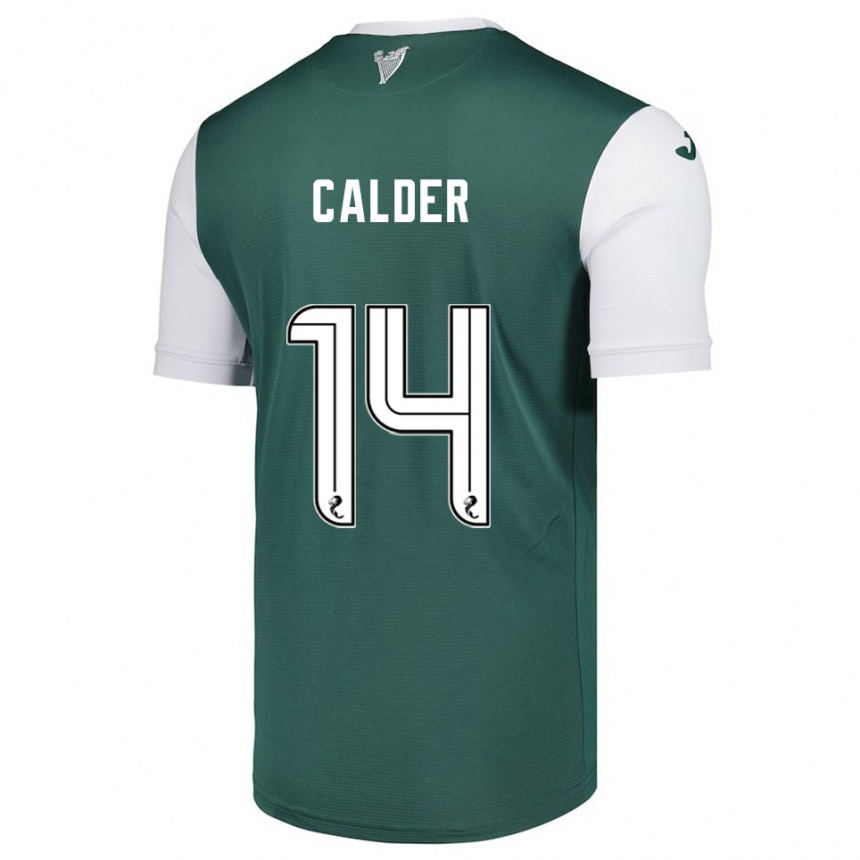 גברים כדורגל אוון קאלדר #14 ירוק לבן ג'רזי ביתית 2025/26