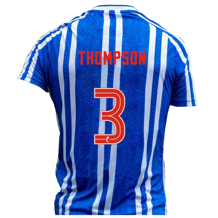 גברים כדורגל דומיניק תומפסון #3 כחול לבן ג'רזי ביתית 2025/26