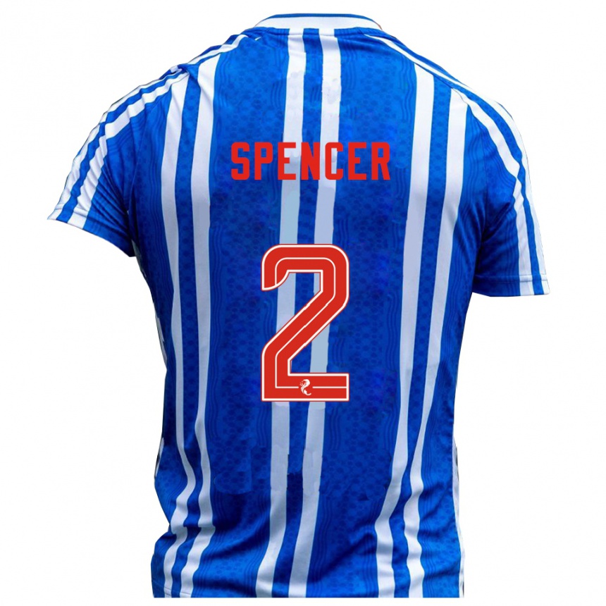 גברים כדורגל Joe Spencer #2 כחול לבן ג'רזי ביתית 2025/26