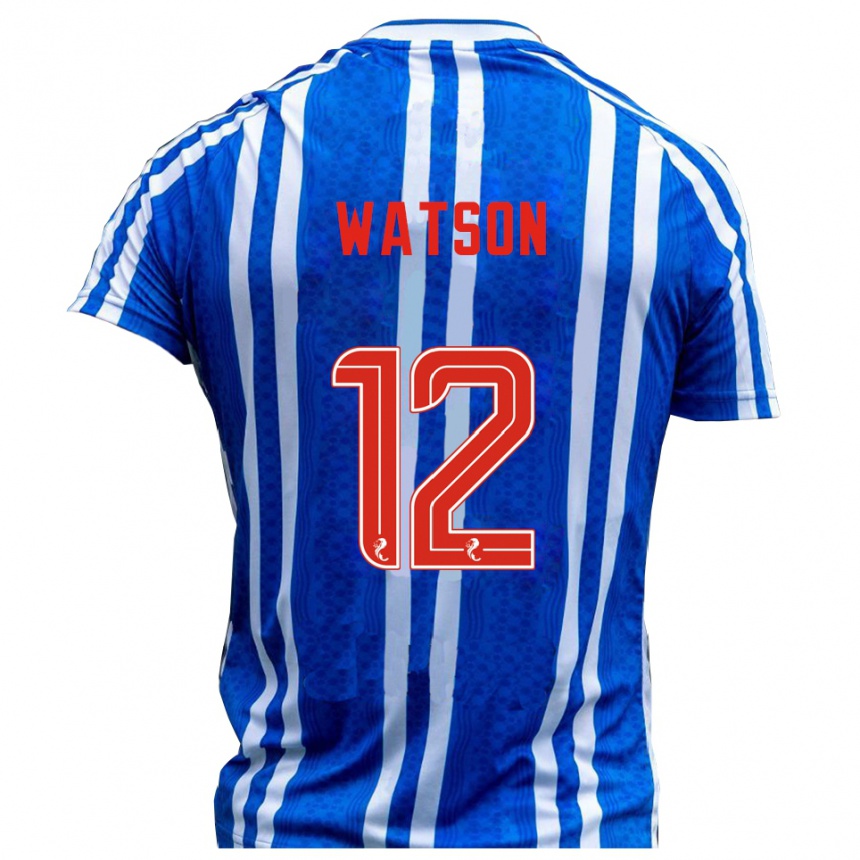 גברים כדורגל David Watson #12 כחול לבן ג'רזי ביתית 2025/26