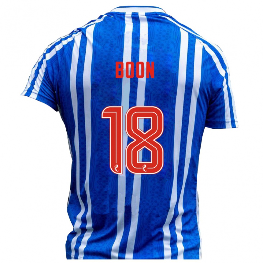 גברים כדורגל Aiden Boon #18 כחול לבן ג'רזי ביתית 2025/26