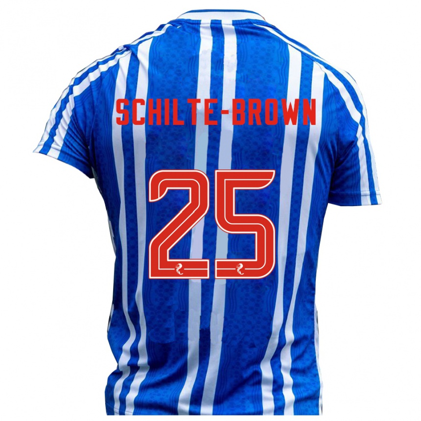 גברים כדורגל אית׳ן לייק שילטה-בראון #25 כחול לבן ג'רזי ביתית 2025/26