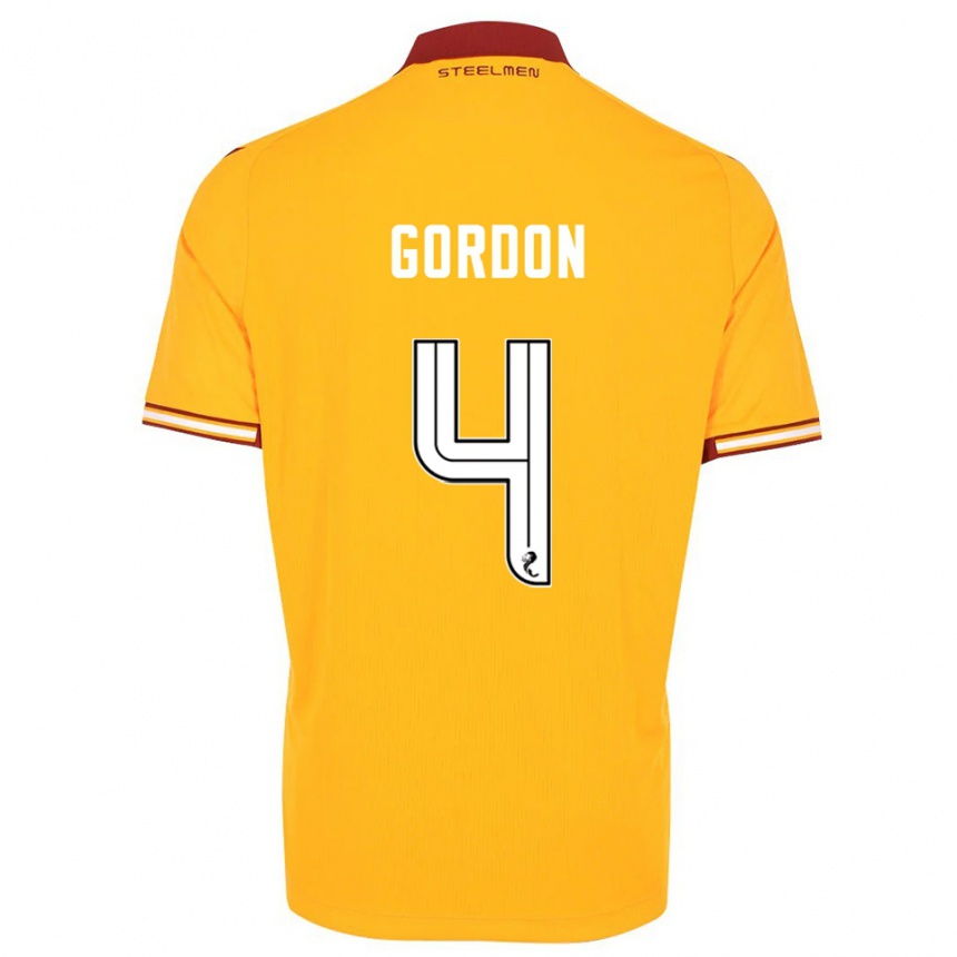 גברים כדורגל ליאם גורדון #4 צהוב בורדו ג'רזי ביתית 2025/26