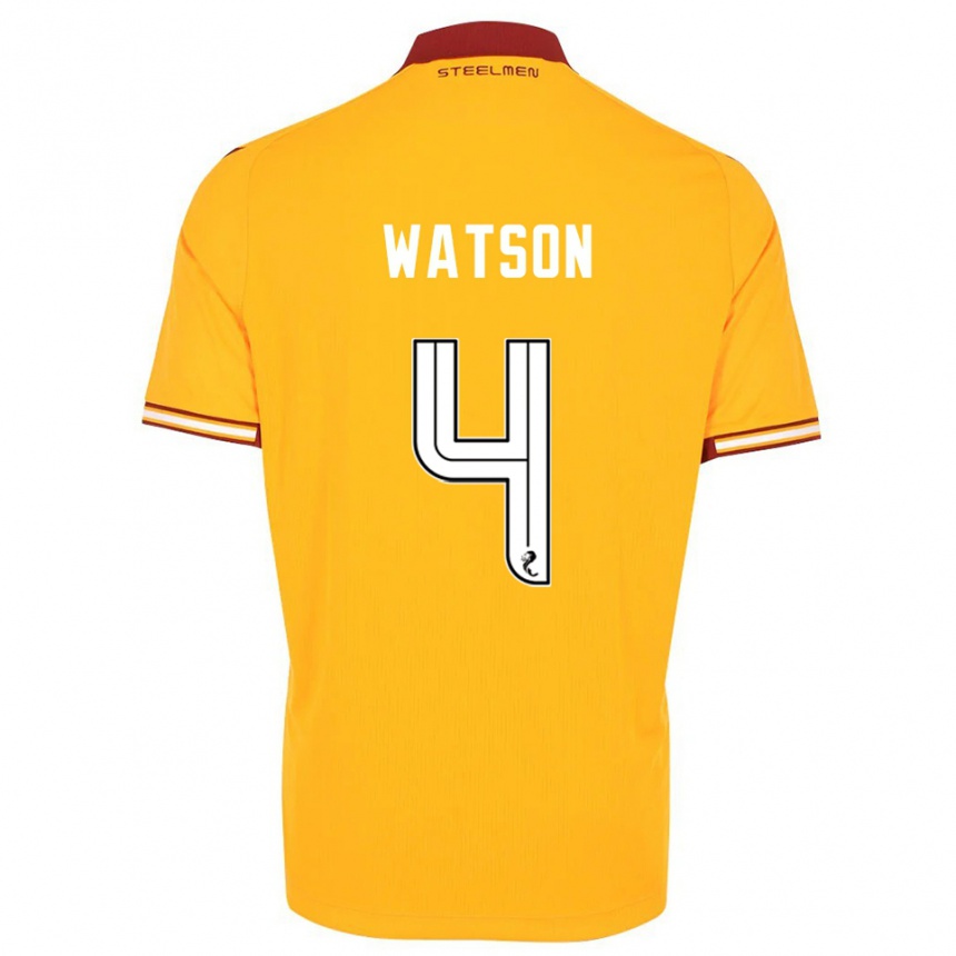 גברים כדורגל Chelsie Watson #4 צהוב בורדו ג'רזי ביתית 2025/26