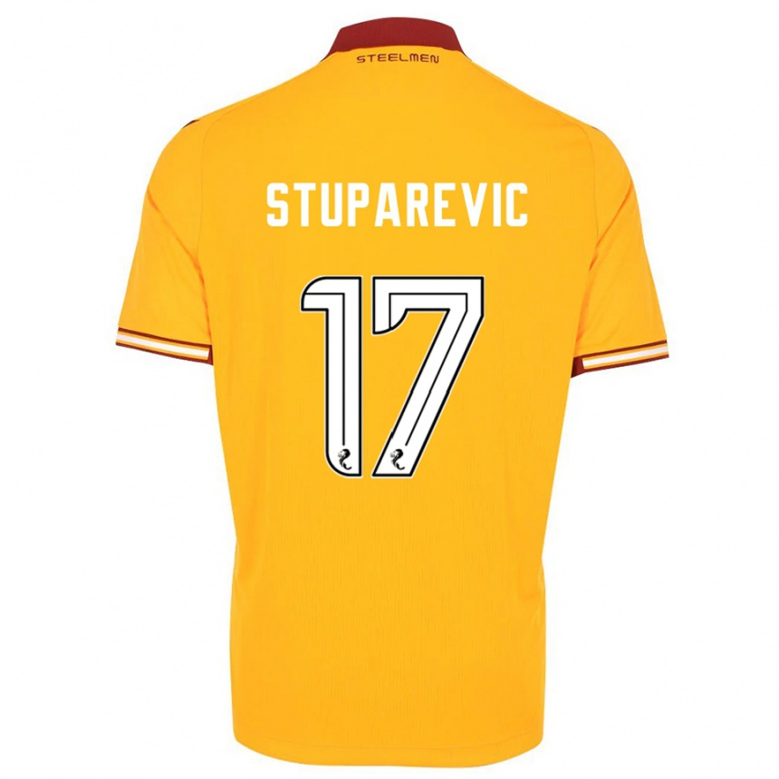 גברים כדורגל Filip Stuparevic #17 צהוב בורדו ג'רזי ביתית 2025/26