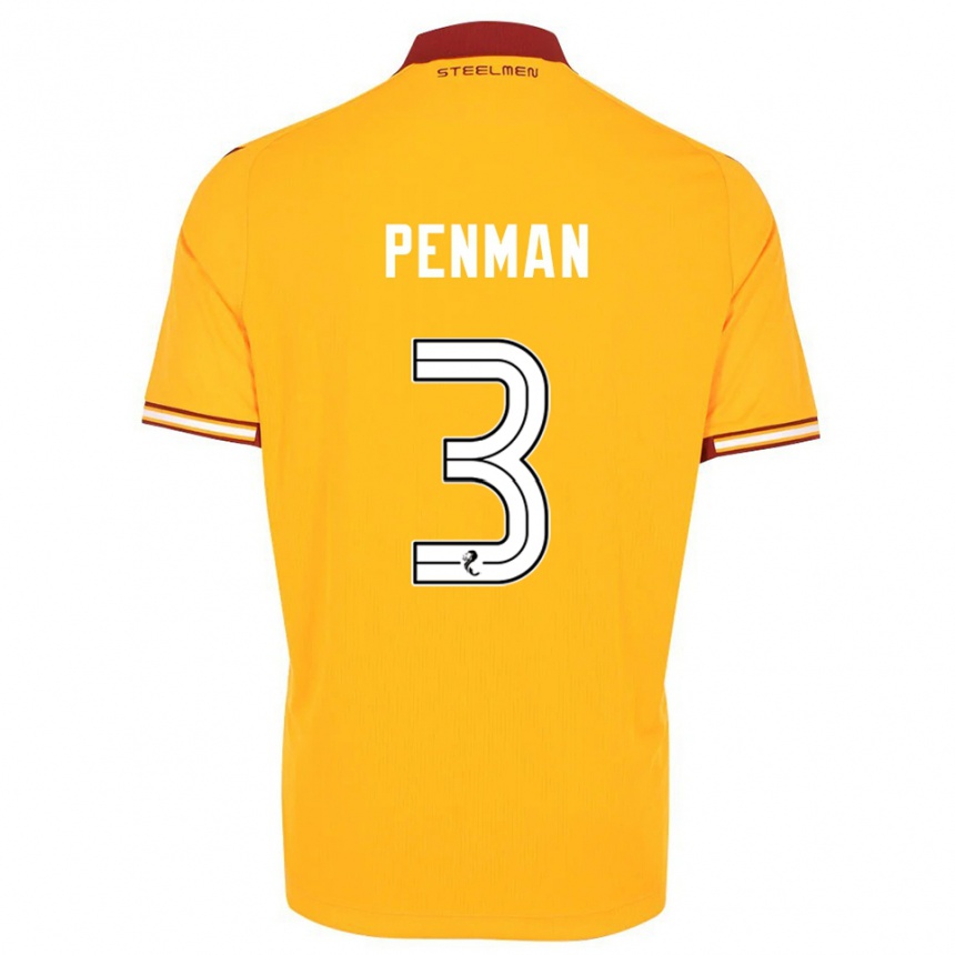 גברים כדורגל ג'נה פנמן #3 צהוב בורדו ג'רזי ביתית 2025/26