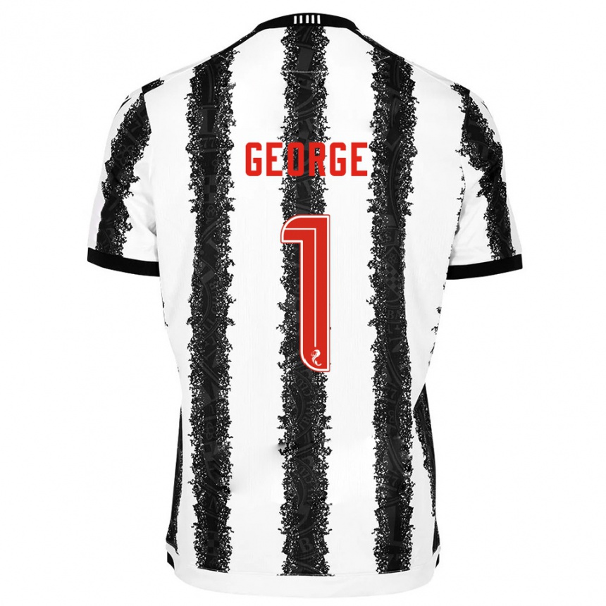 גברים כדורגל שמל ג'ורג' #1 לבן שחור ג'רזי ביתית 2025/26