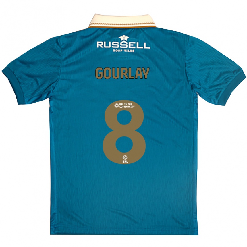 גברים כדורגל Elisha Gourlay #8 תכלת לבן הרחק ג'רזי 2025/26